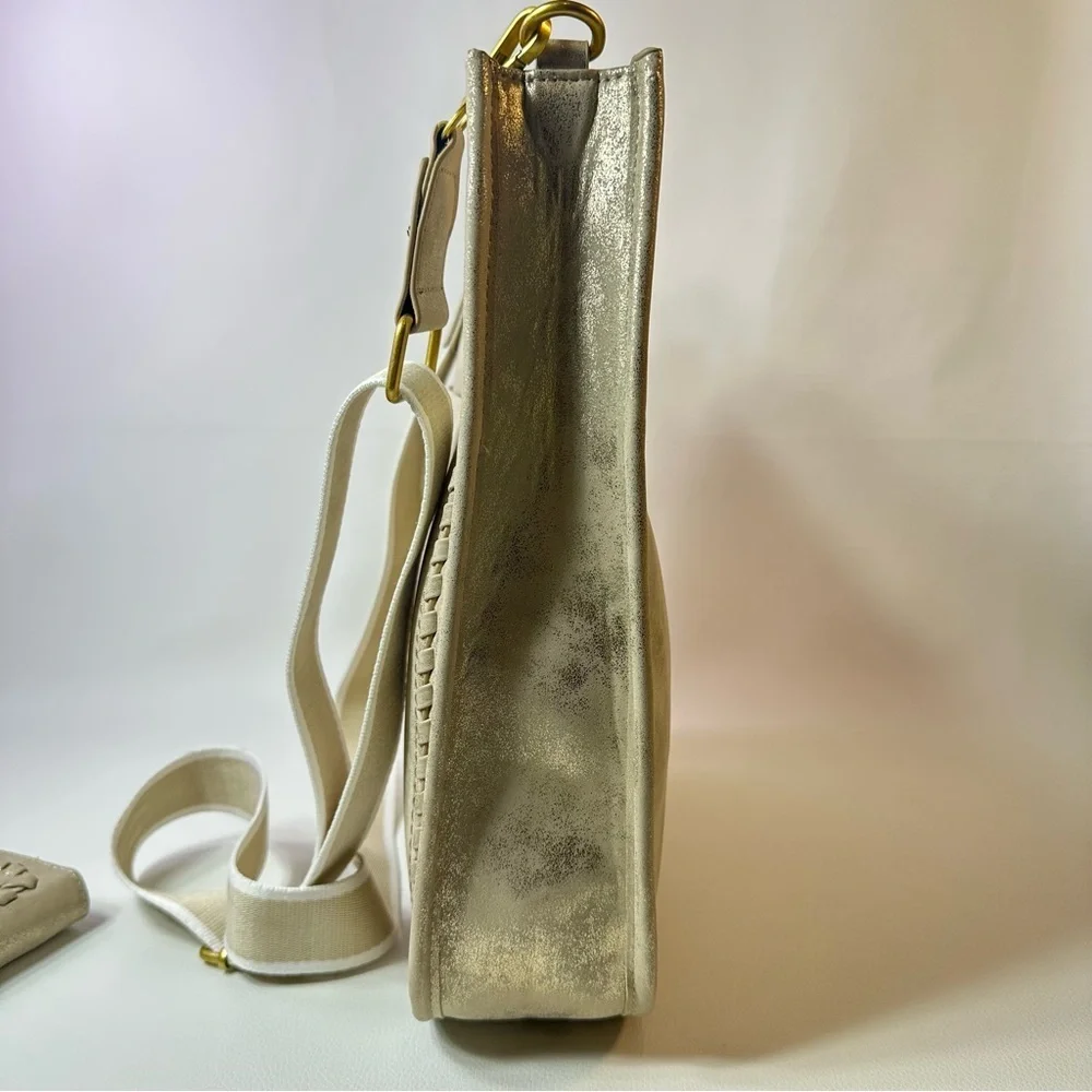 NEW Women’s Style & Co Metallic Gold Whipstitch Shoulder Bag and Zip Wallet - Picture 8 of 13